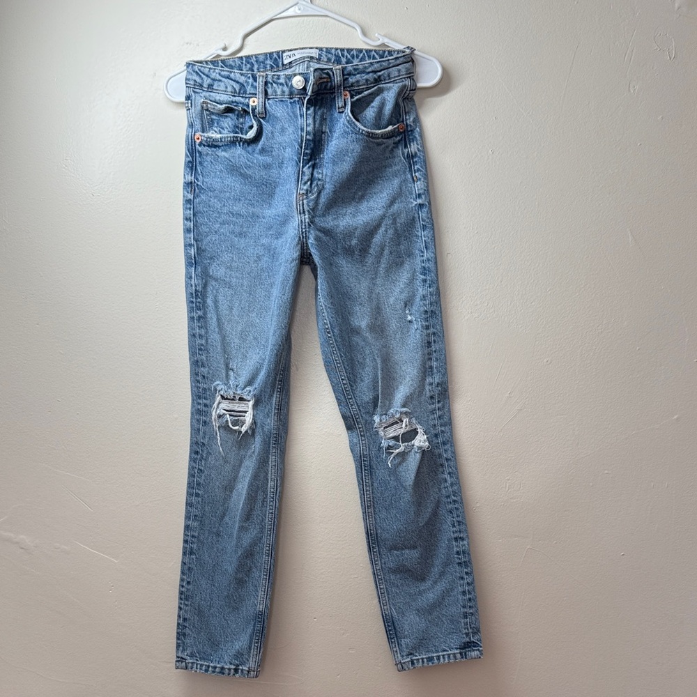 Zara Light Blue Straight Leg Jeans